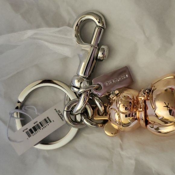Coach gorgeous teddy bear gold and  silver  Keychain  for keys pets aaah bagged - Picture 2 of 4